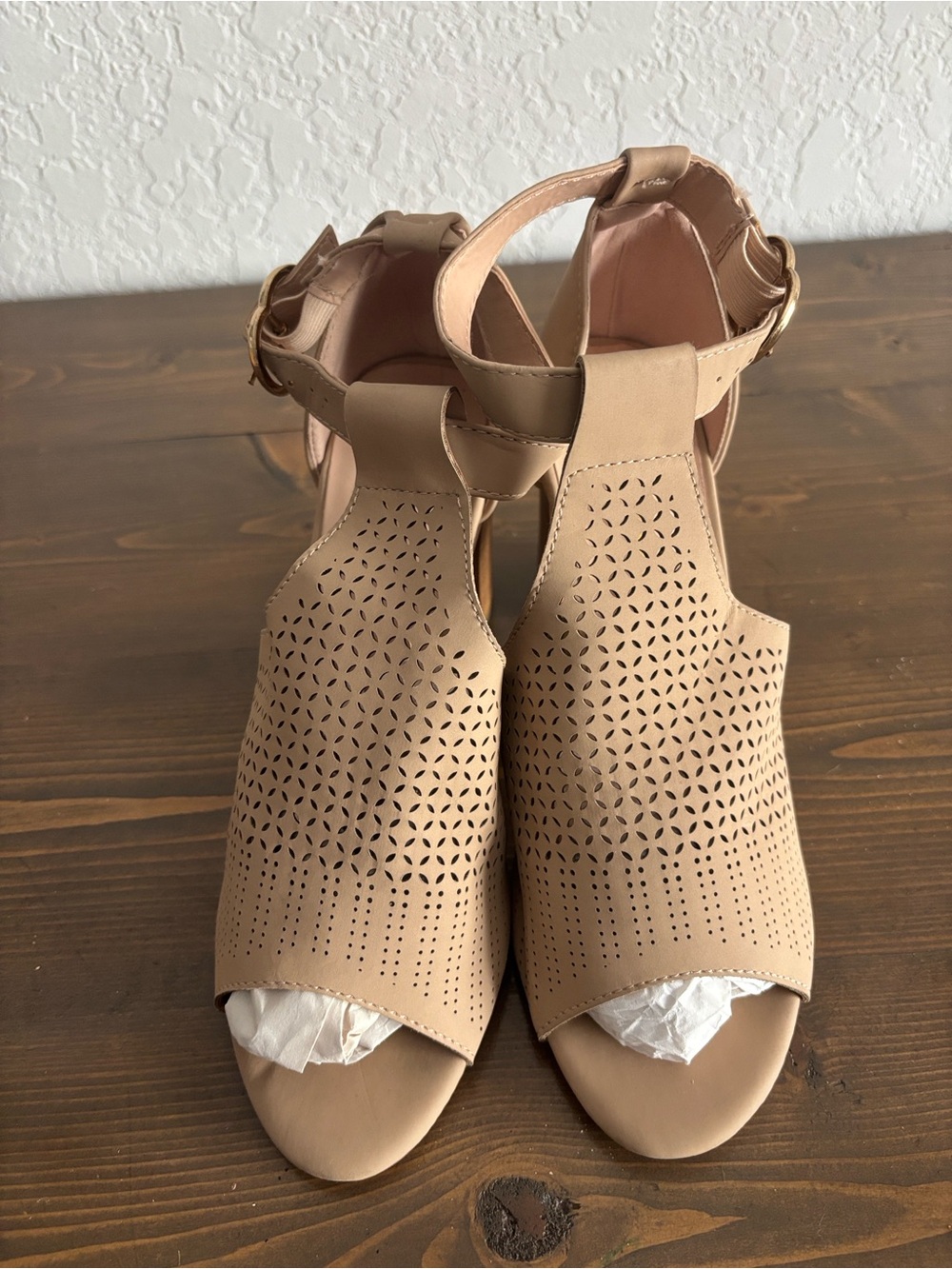 Neutral Tan Block Heel Sandals - Women